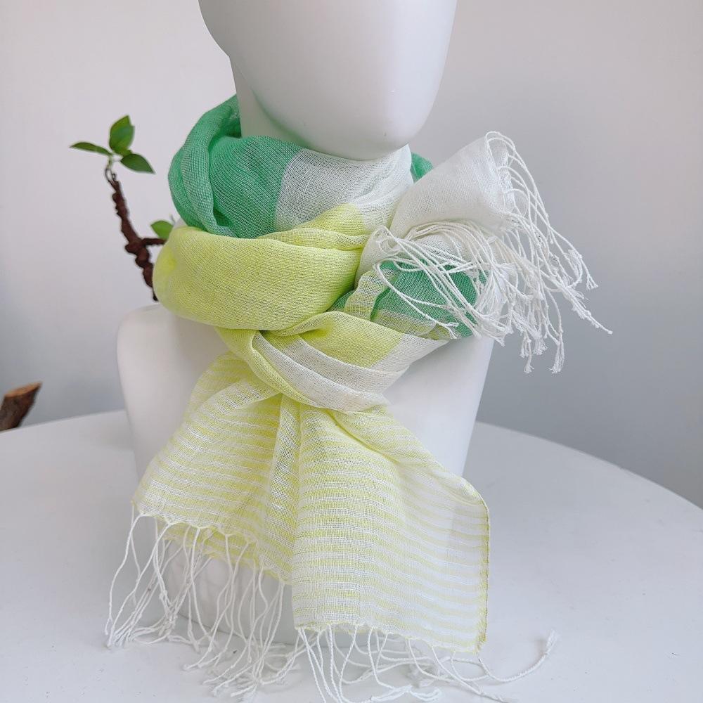 Direktlieferung Baumwoll- und Leinentücher, Modische Literarische und Literarische Leinen-Baumwollmischung Leicht Knitterig Herrenschals, Retro Ethno-Stil