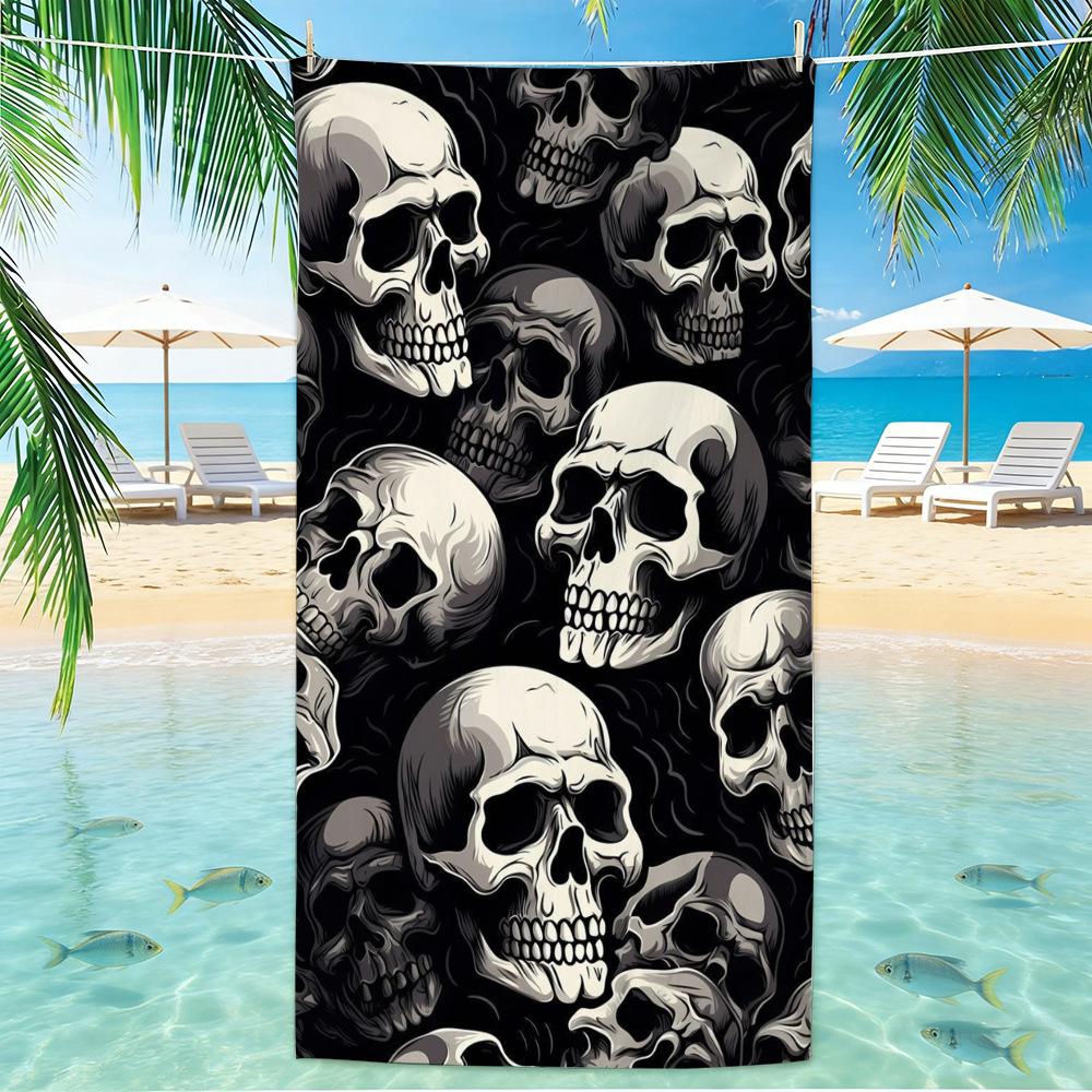 Skull Beach Towel Microfiber for Gym Travel Fitness Spa Women Girl Quick Dry Sandless Large Towels Bathroom Beach Towel