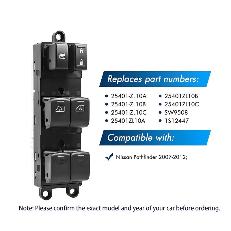 25401-ZL10A 25401ZL10A For Nissan Pathfinder 2007-2012,Front Left Driver Side Power Master Window Glass Lifter Control Switch