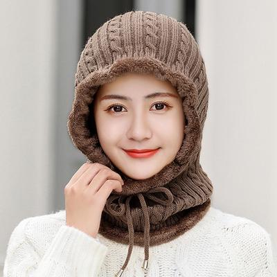 Winter Cold Weather Gear Neck Warmer and Fur Hat Integrated Hood Neck Warmer