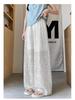 White Summer Lace Jacquard Embroidered Wide-Leg Pants for Tall Women