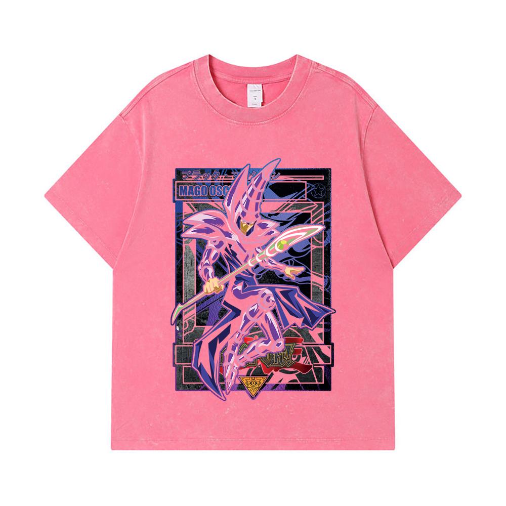 275 GSM Washed T-shirts 100% Cotton Yu-Gi-Oh V5 Mago Oscuro Print Unisex Heavy Cotton T Shirt