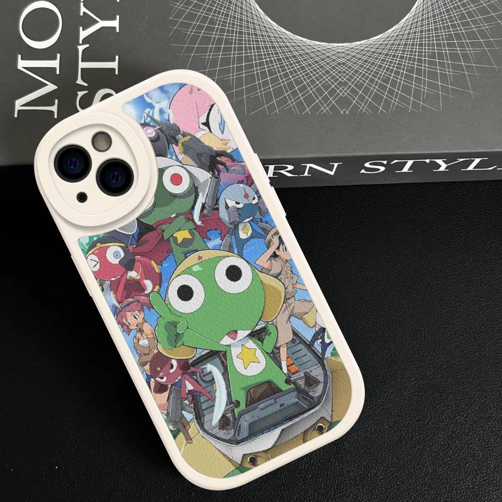 Keroro Frog Cool Gunsou Sergeant Phone Case For IPhone 16 15 14 13 12 11 Pro Max Plus Leather Shockproof Cover