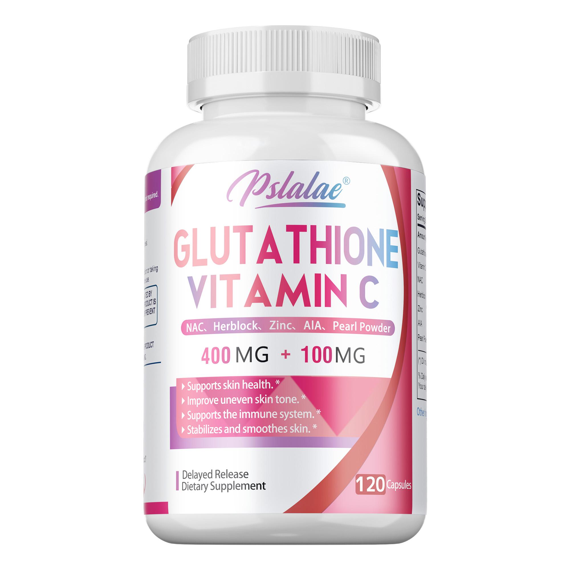 Pslalac Glutathione Vitamin C Complex Capsules, Pearl Powder Containing Glutathione NAC, Daily Skin Nutrition Supplement 120*1