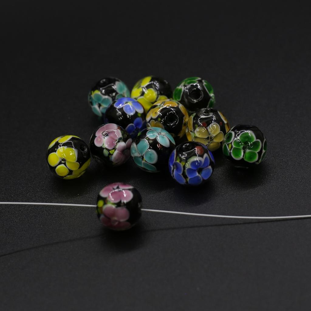 10Pcs DIY Charms Handmade Lampwork Glass Beads Pompon Isolation Beads 14mm For Jewelry Making DIY Pendants Necklace Earrings Accessory