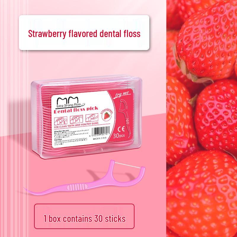 Fruit-Flavored Ultra-Fine Dental Floss Picks - Box of 50 Disposable Toothpicks