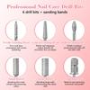 12Pcs Nail Drill Bits Set,Professional Nail Art Tools Set for Acrylic Art,with 6 Pcs Sanding Bands for Manicure & Pedicure Crystal Nail Files,Perfect