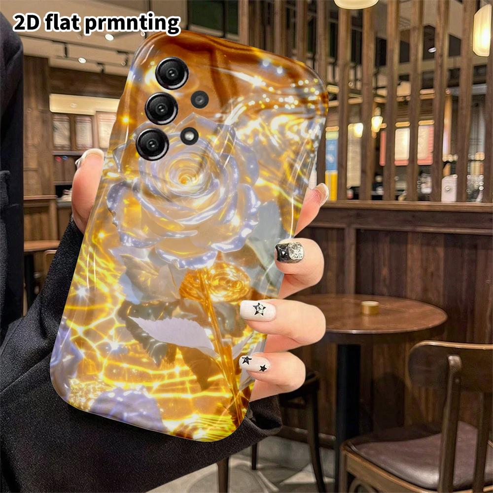 Phone Case: 2D Flat Samsung Galaxy A34 A35 S20 S22 S21 FE Plus Ultra Protective Case, Crystal White Rose, Christmas and Halloween Holiday Gift