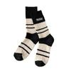 Zhuji Retro Black & White Striped Mid-Tube Socks for Men and Women - Thick Knit, Autumn/Winter Style