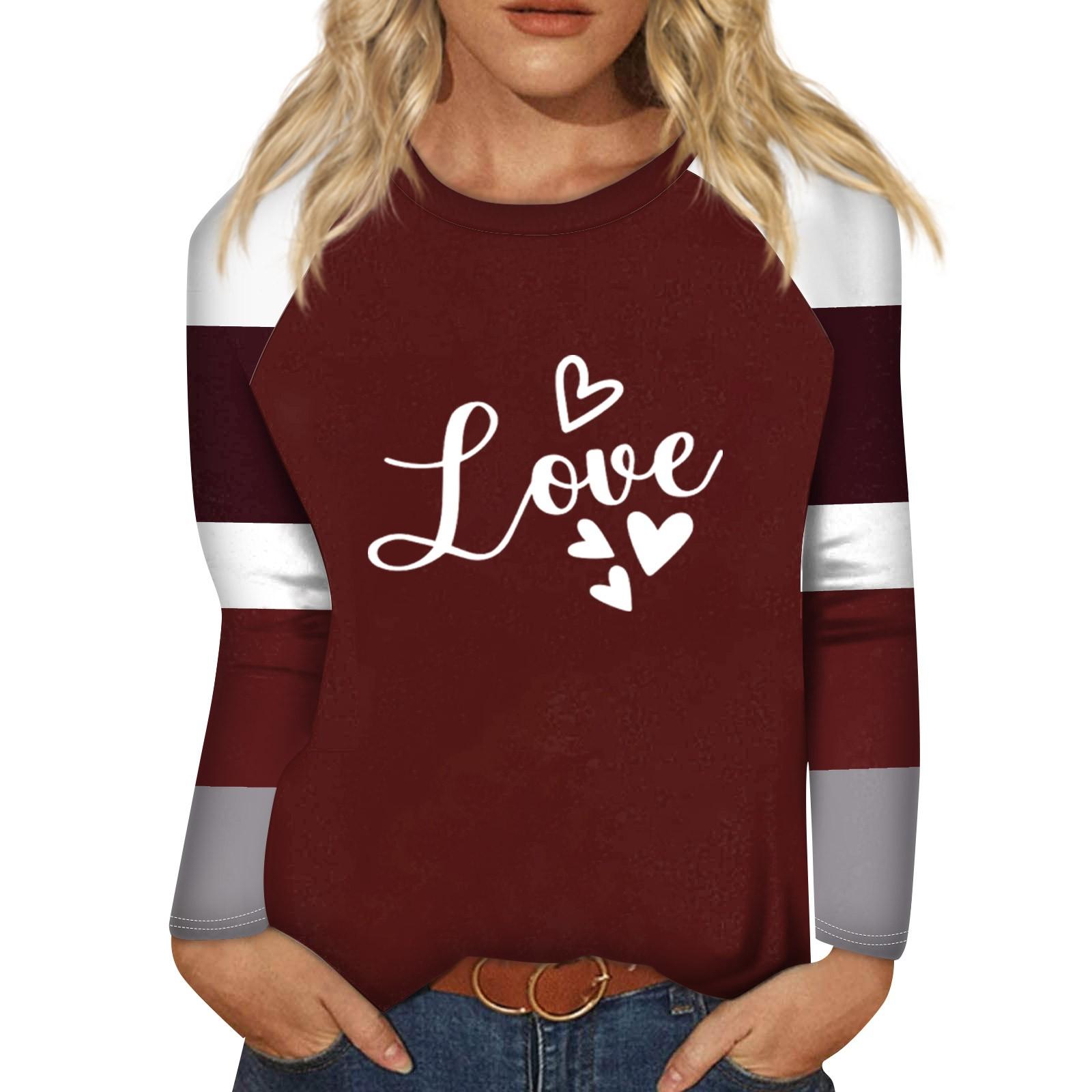 

Рубашка для женщин, модная повседневная футболка с рукавом реглан, круглым вырезом и длинным рукавом, свободная футболка с принтом, женский топ S