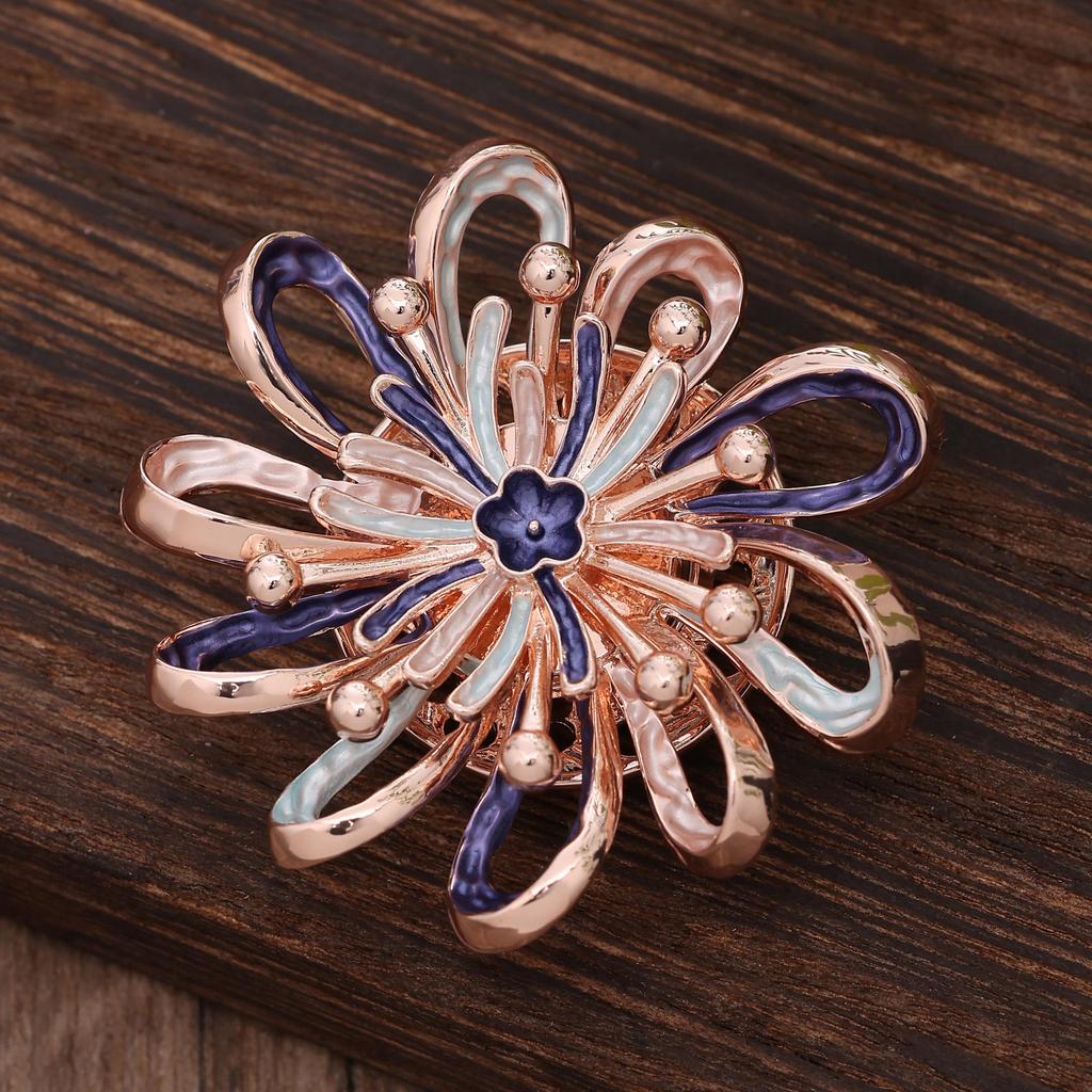 New Color Painting Oil Other Side Flower Magnetic Brooch, Geometric Hollow Women's Banquet Advanced Brooch