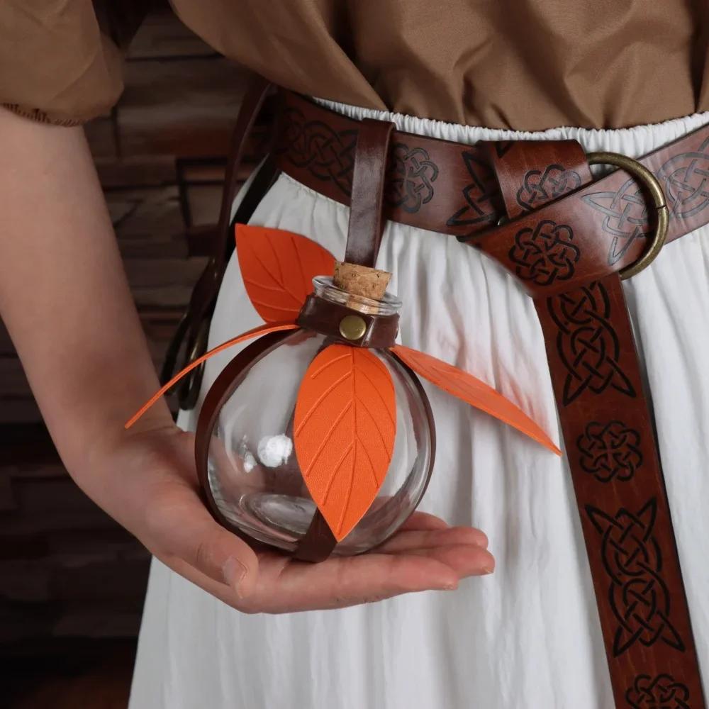 Cosplay Medieval Glass Magic Bottle PU Leather Belt Accessories Viking Knight Retro Cork Dark Magic Bottle Cosplay Accessories