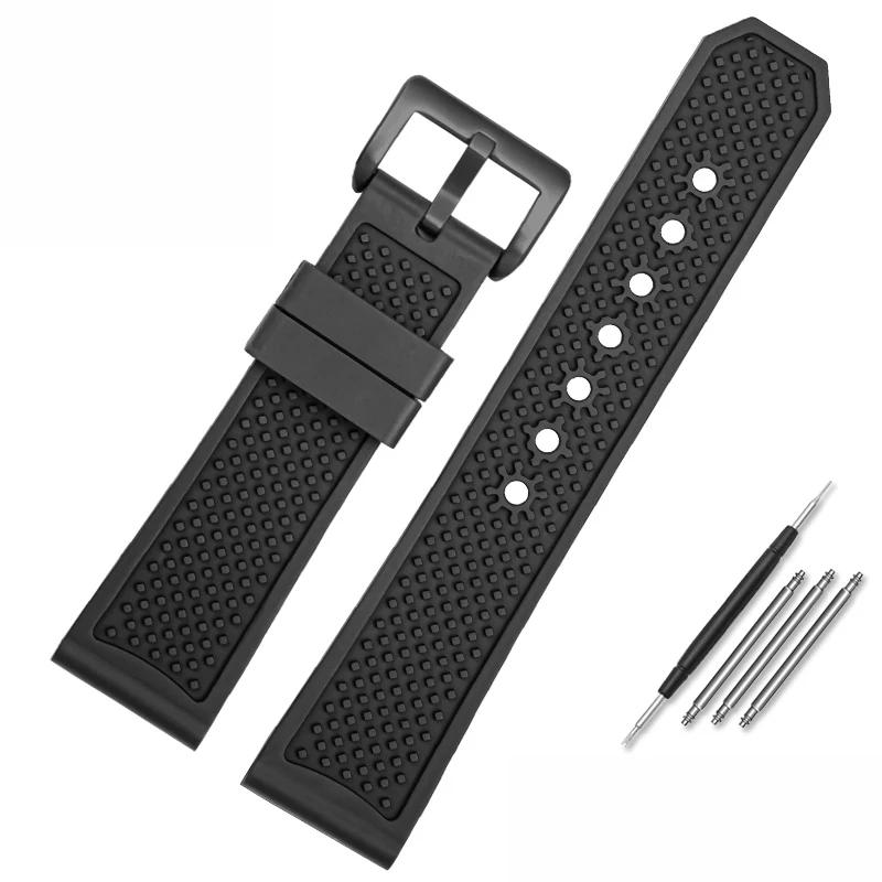 For Cartier Calibre London Tank Strap W7100056/WSCA0006W7100037/W7100041/7100015 Man Fluoro Rubber Silicone Watchband 23mm 24mm
