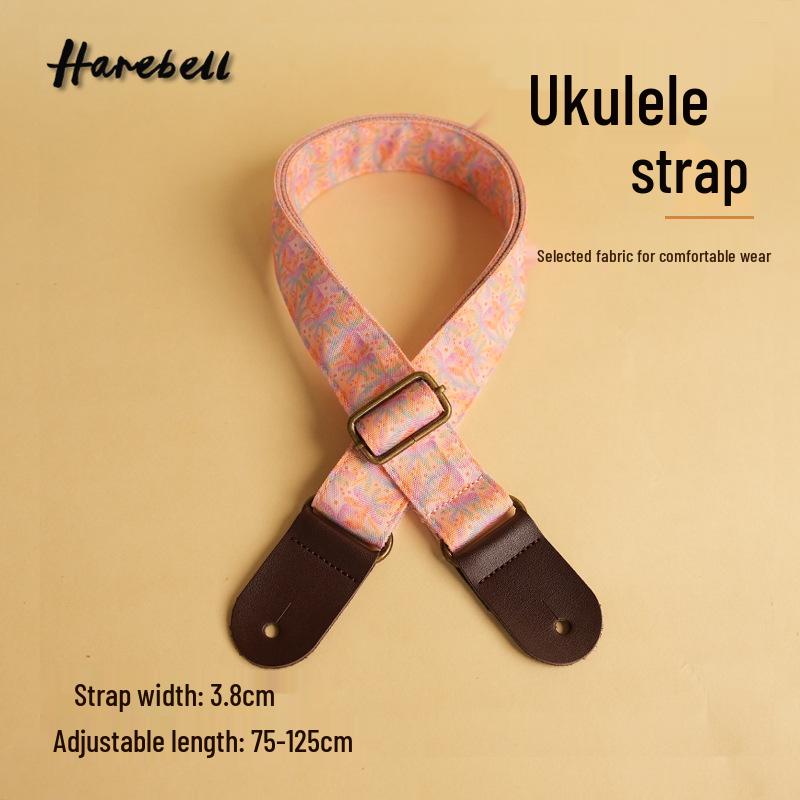 Correia de Guitarra com Padrão de Coqueiro e Fivela de Bronze - Design Sombra Rosa e Videira Cinza