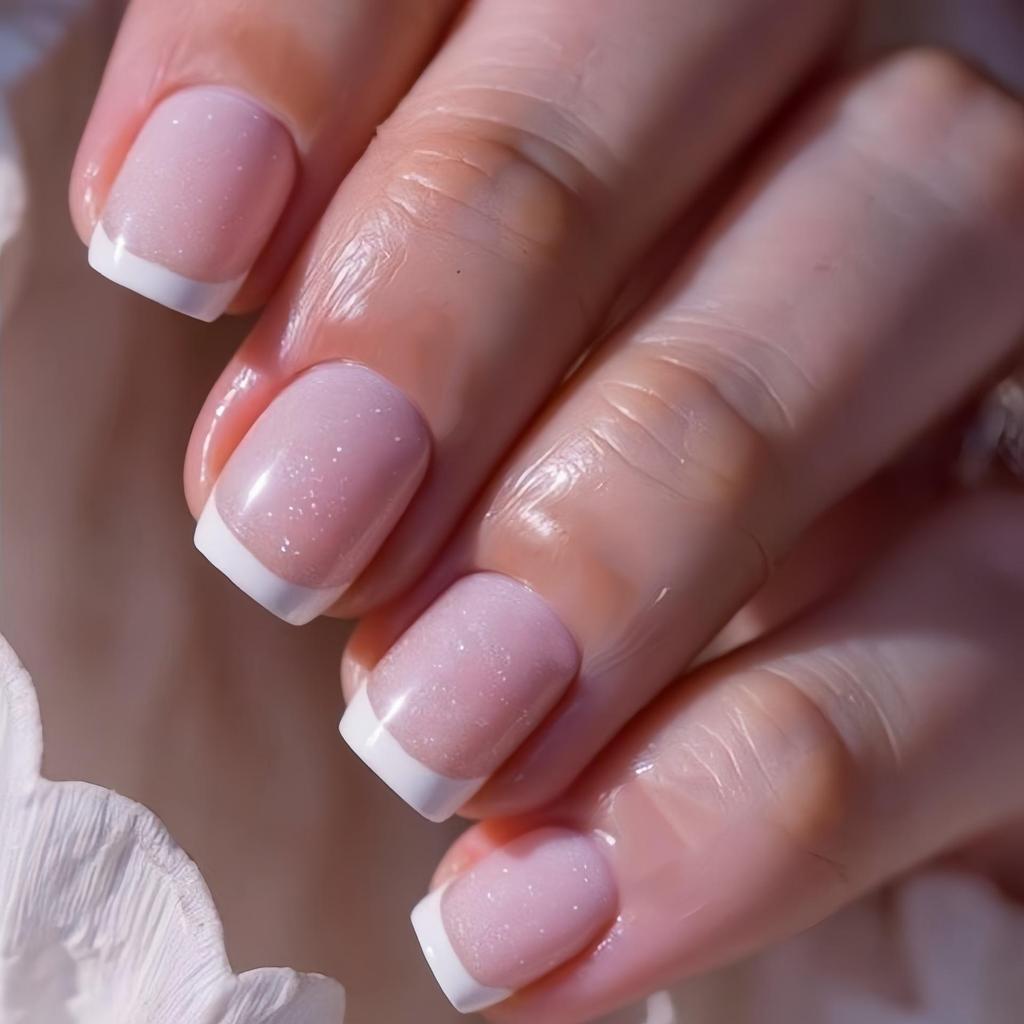 European Square Wearable Classic French White Edge Glitter Nails - Hot Selling Simple Nail Art Tips