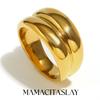 MamacitaSlay Wholesale Classic Double Layer 18K Gold Plated Stainless Steel Rings For Women Daily Waterproof Women's Jewelry