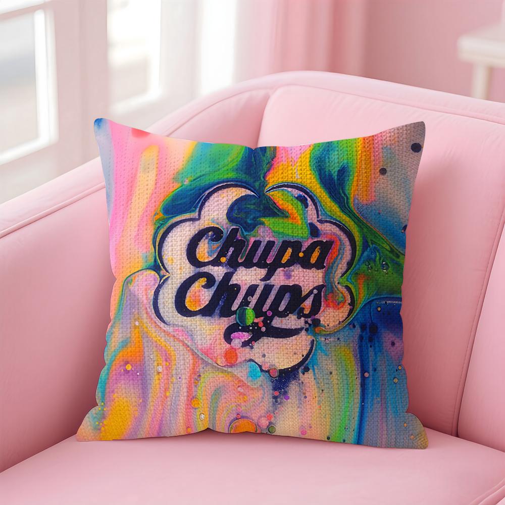 Fashion CChupa Chups Cushion Cover Natural Linen Pillow Case DoubleSided Print Decorative Sofa Pillowcase Home Decor Gift