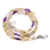 Natural Rutile Quartz Amethyst Gemstone Mix Smooth Beads Necklace 17" UB-4147 UB-4147