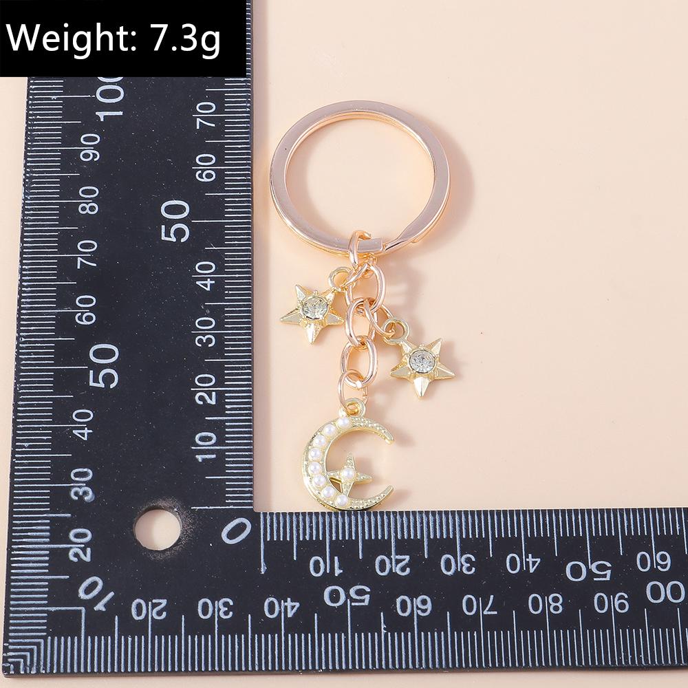Romantic Moon Star Keychains Crystal Key Rings Gift for Women Men Car Key Handbag Pendants Jewelry Making Accessorie