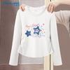 Jeanswest Women's Ruched Long Sleeve T-Shirt with Sweet Star Pattern