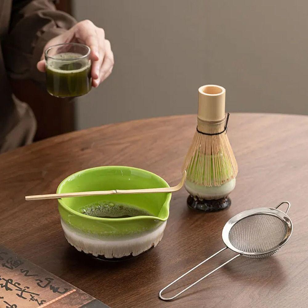 Ceramic Matcha Tea Set with Spout Matcha Tea Whisk New 2-piece Matcha Bowl Set
