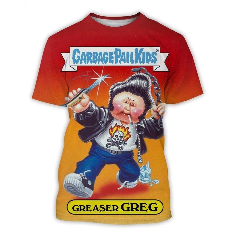 Camisetas Gráficas de Cubo de Basura de Dibujos Animados para Niños Estampado 3D Camisetas de Anime para Niños Moda Hombres Mujeres Manga Corta Cuello Redondo Camiseta Harajuku Y2k Top