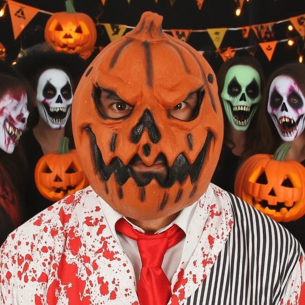 3D Full Face Mask Creativity Halloween Cosplay Mask Pumpkin Halloween Mask Haunted House