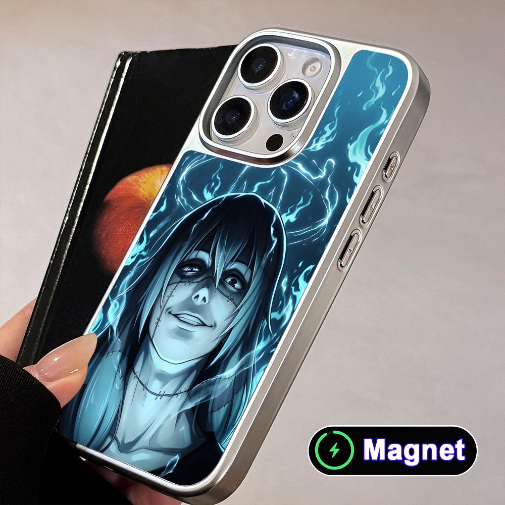 JJK Mahito Phone Case for iPhone 17 16 15 14 13 12 11 Air Pro Max Plus Electroplated Silver Magsafe Cover