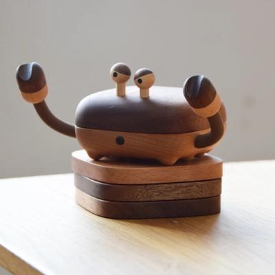 Posavasos de Cangrejo de Madera Maciza Platillo para Taza Aislamiento Térmico Anti quemaduras Creativo Lindo Decoración del Hogar Accesorios de Mesa Café Ceremonia del Té