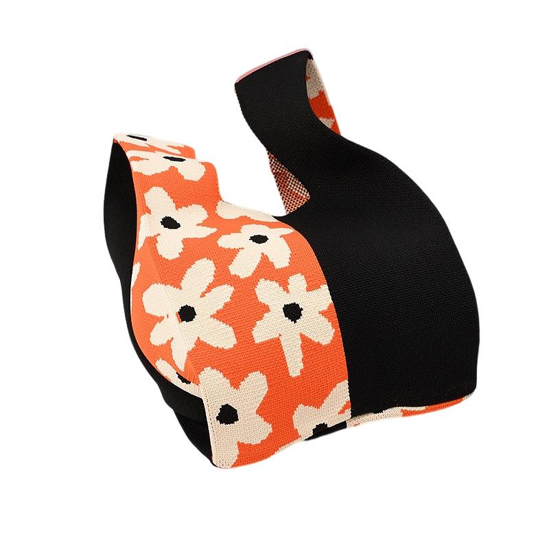 Durable Polyester Fabric Knitted Handheld Bag In 10 Colors For Women