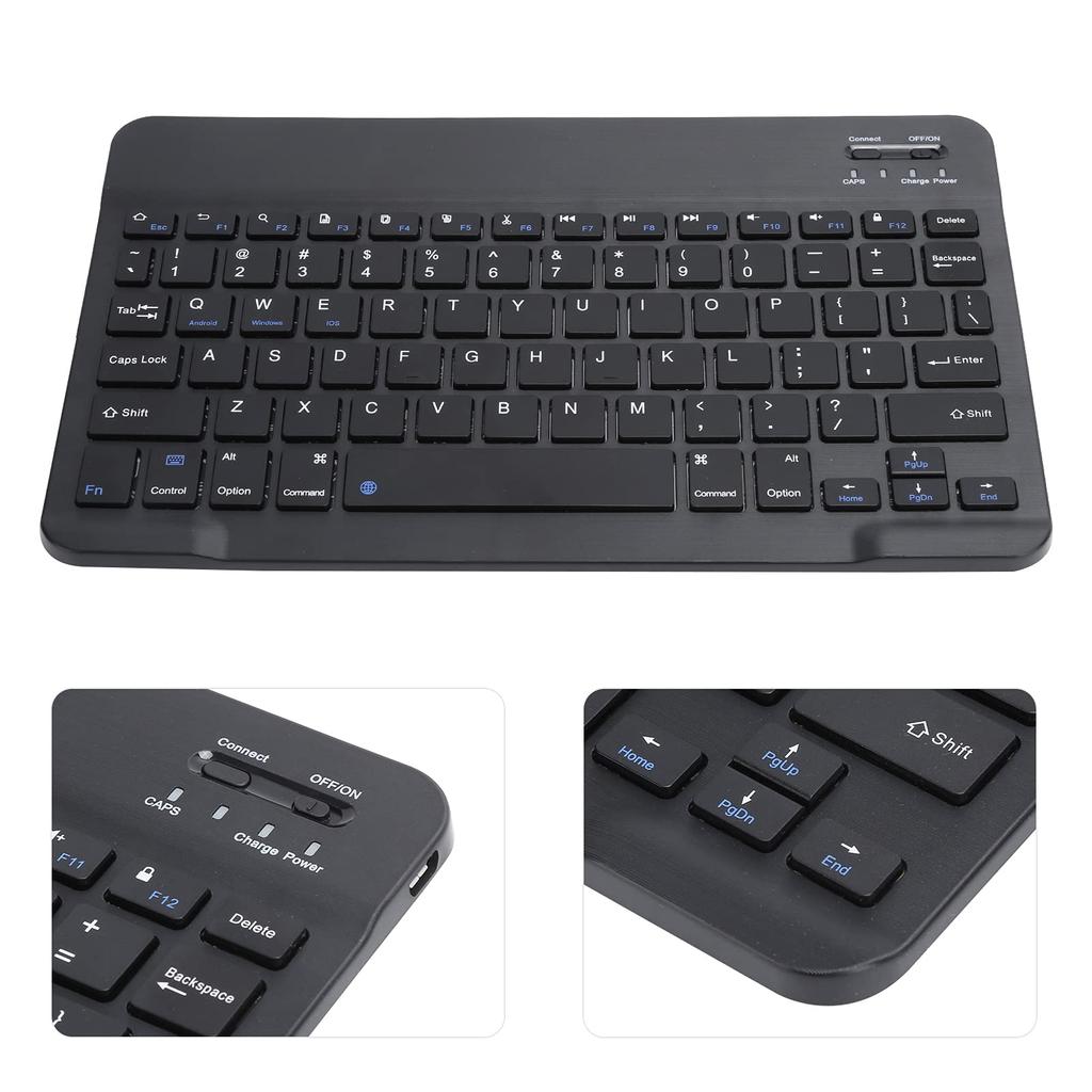 10-inch Portable Wireless Keyboard, Waterproof and Dustproof, Ultra-Wide, Lightweight, for Smartphones, Tablets, and Laptops (Black)