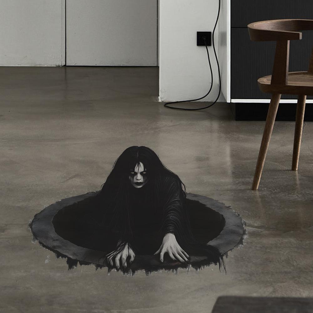 Halloween Simulation Horror Female Ghost Bedroom Living Room Floor Atmosphere Decoration Stickers