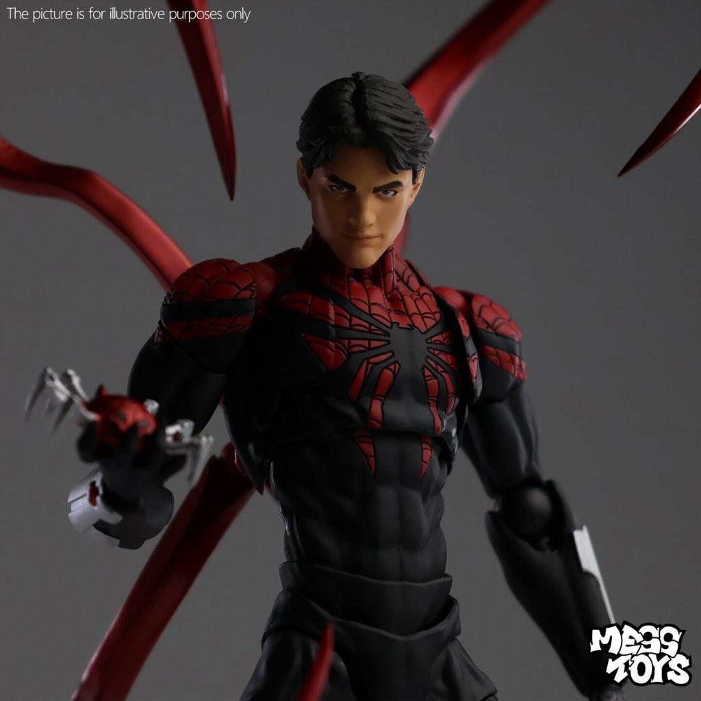Original Mess Toys Spiderman Figure Black Suit Neighbor Symbiote Messtoys Scarlet Neighbor Action Figure Ct Black Red Spider Man
