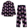 Women's 2 Piece Printed Suit Long Sleeve Button Up Top Wide Leg Pants Suit Set Pajamas Home Casual Suit