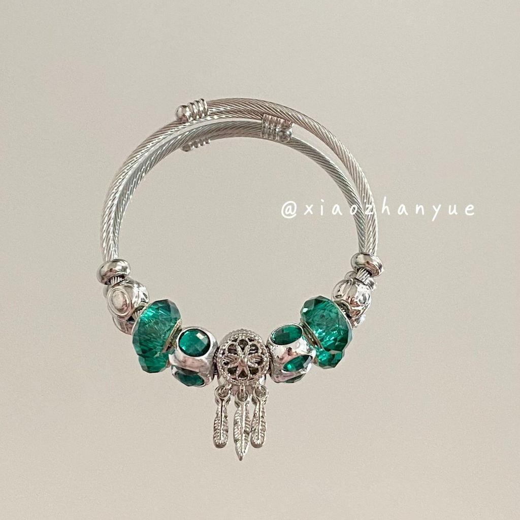 Panjia Dora Women's Stainless Steel Beaded Bracelet - European American Versatile Luxury Jewelry