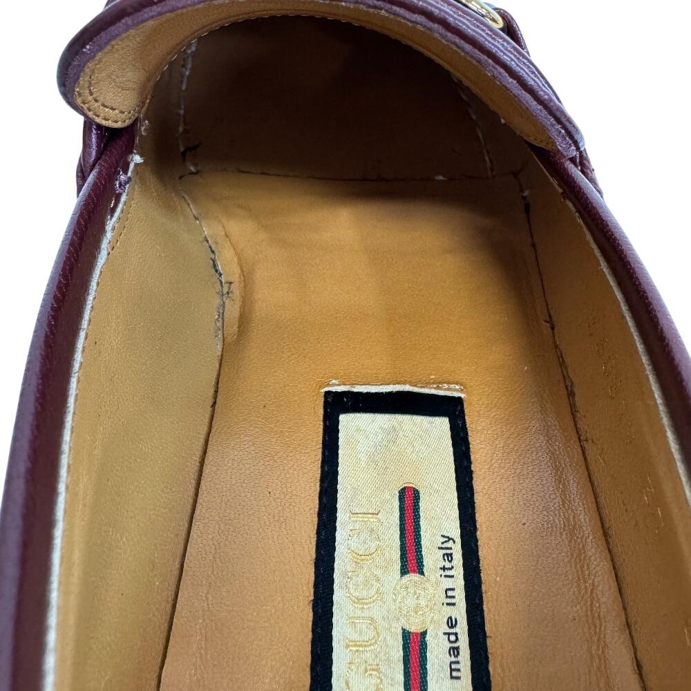 Gucci Sherry Line Leather Horsebit Loafers Wine-red Leather Used