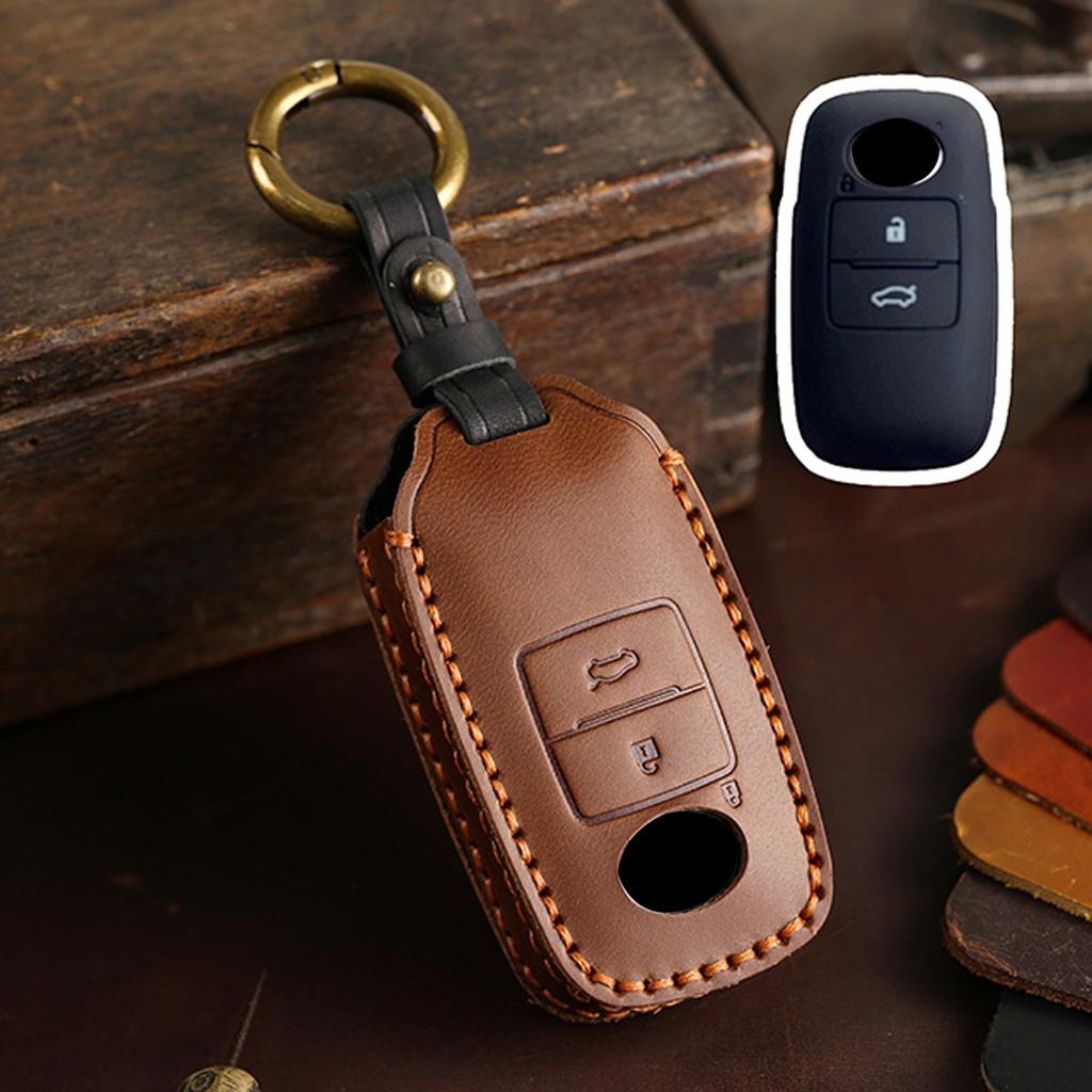 2 3 Bottons Genuine Leather Auto Key Fob Cover Case Key Fob Remote Fit For Toyota Malaysia Perodua Yaris Ativ Raize Veloz Avanza Rush Daihatsu Key