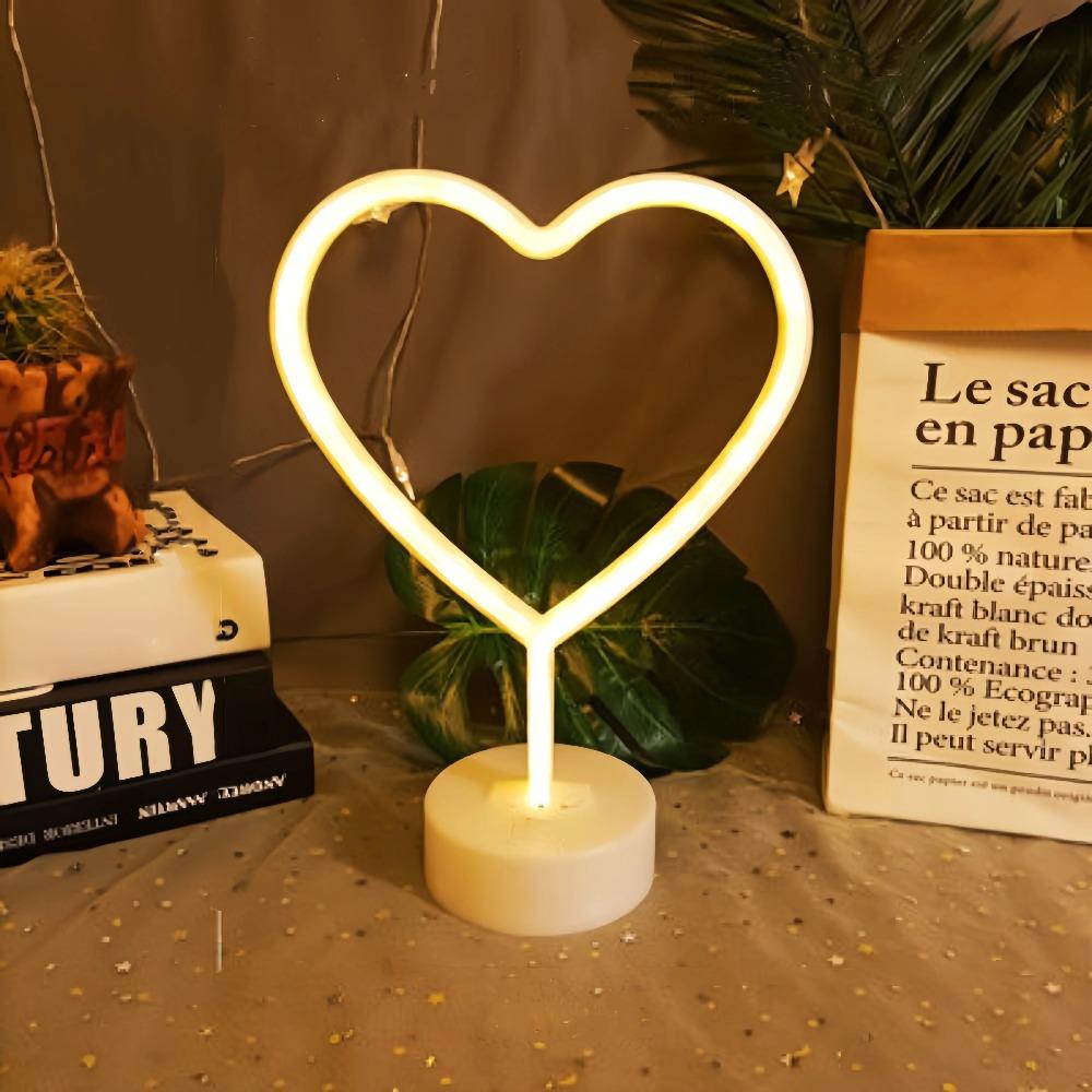 Heart Shaped Neon Light, Battery or USB Powered, Gift Bedroom, Living Room Decoration, Wedding Anniversary Supplies, Proposal
