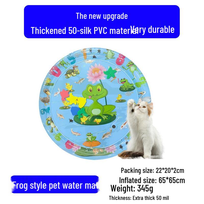 Cartoon Round Inflatable PVC Ice Pad for Cats & Dogs - Scratch-Resistant, Water-Injectable & Thickened