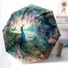 1 Stück Verzaunter Pfau Garten Automatisch, Niedliches Cartoon-Muster, Tragbarer Outdoor-Schirm, Perfekt, Feiertagsgeschenk für Disney-Fans.N040