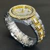 Fashion Iced Out Watch For Mens Luxury Date Week Gold Wristwatch Hip Hop Diamond Quartz Clocks