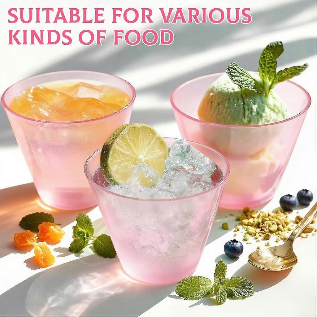 50 Pack Plastic Cups 9 Oz Pink Clear Plastic Cups for Cocktail Fancy Disposable Cup for Party Stemless Wine Glasses for Wedding Thanksgiving Christmas