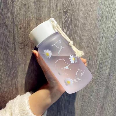 500ml Plastic Transparent  Water Bottle BPA Free Portable Outdoor Sports Cup Mug Student with Rope