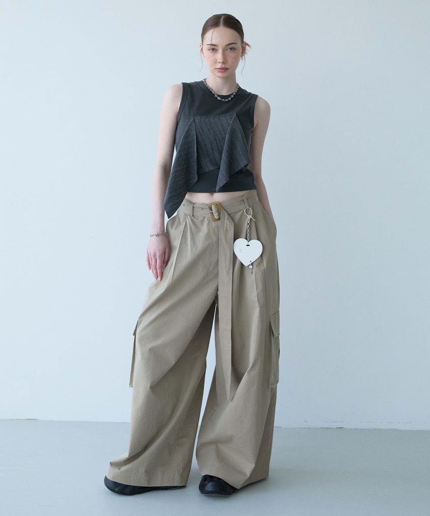 Mualeumoa Belt Cotton Cargo Pants-Beige
