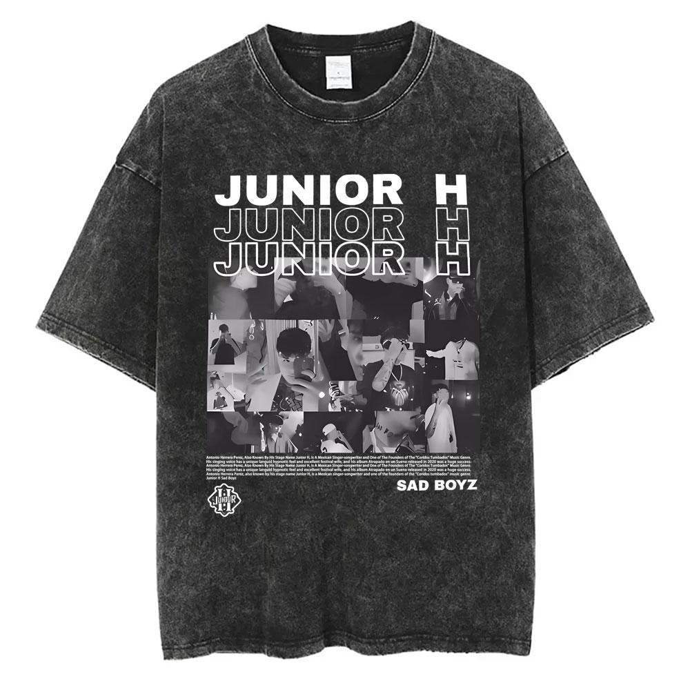 Washed Vintage Junior H Sad Boyz Tour T Shirts Men Women Hip Hop Fashion Tshirt Mens Oversized Crewneck Short Sleeve Tshirts