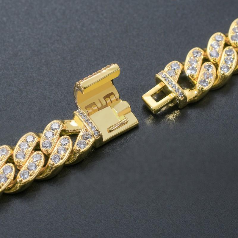 12mm Zircon Cuban Chain Mens Womens Hip Hop Single Row Full Necklace