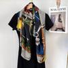 New chain silk scarf geometric square scarf premium temperament shawl headscarf mulberry silk printed silk scarf shawl
