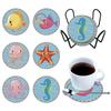 6PCS DIY Diamond Painting Coaster Sunset Beach Rhinestones Mandala Drink Cup Cushion Non-slip Table Insulation Pad Home Decor