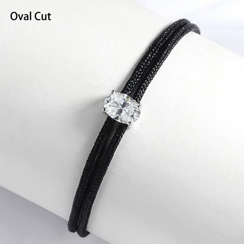 

Smyoue Oval Cut 5*7mm Moissanite Bracelets Braided-rope Chain for Women Girls Birthday Gift Pure Silver S925 Bracelet 14-15CM Size