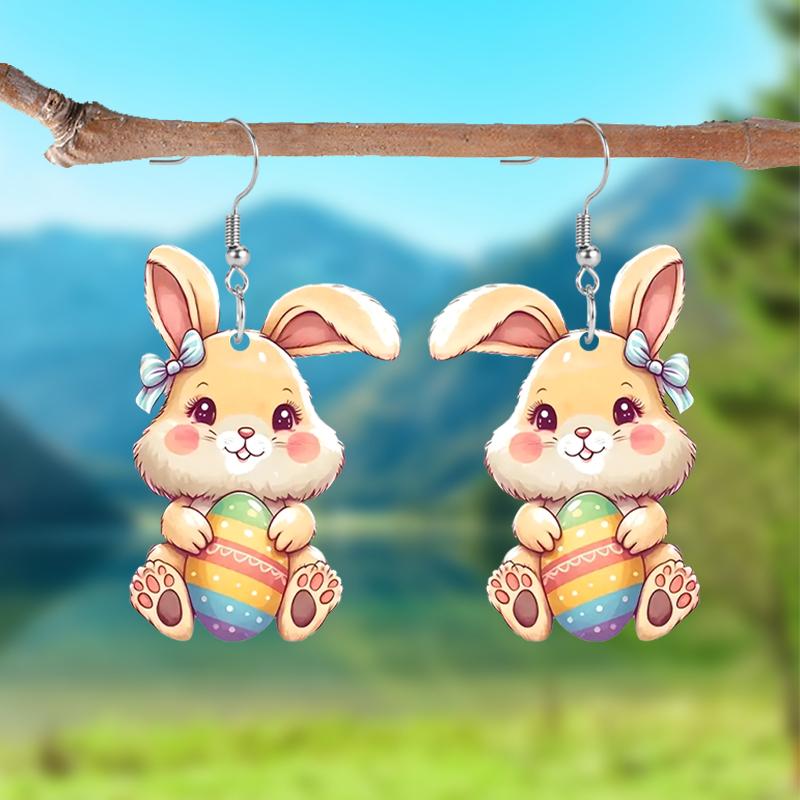 

1 пара акриловых серег с пасхальным яйцом и кроликом, украшения, серьги, ювелирные изделия для праздника, подарки для женщин и девочек